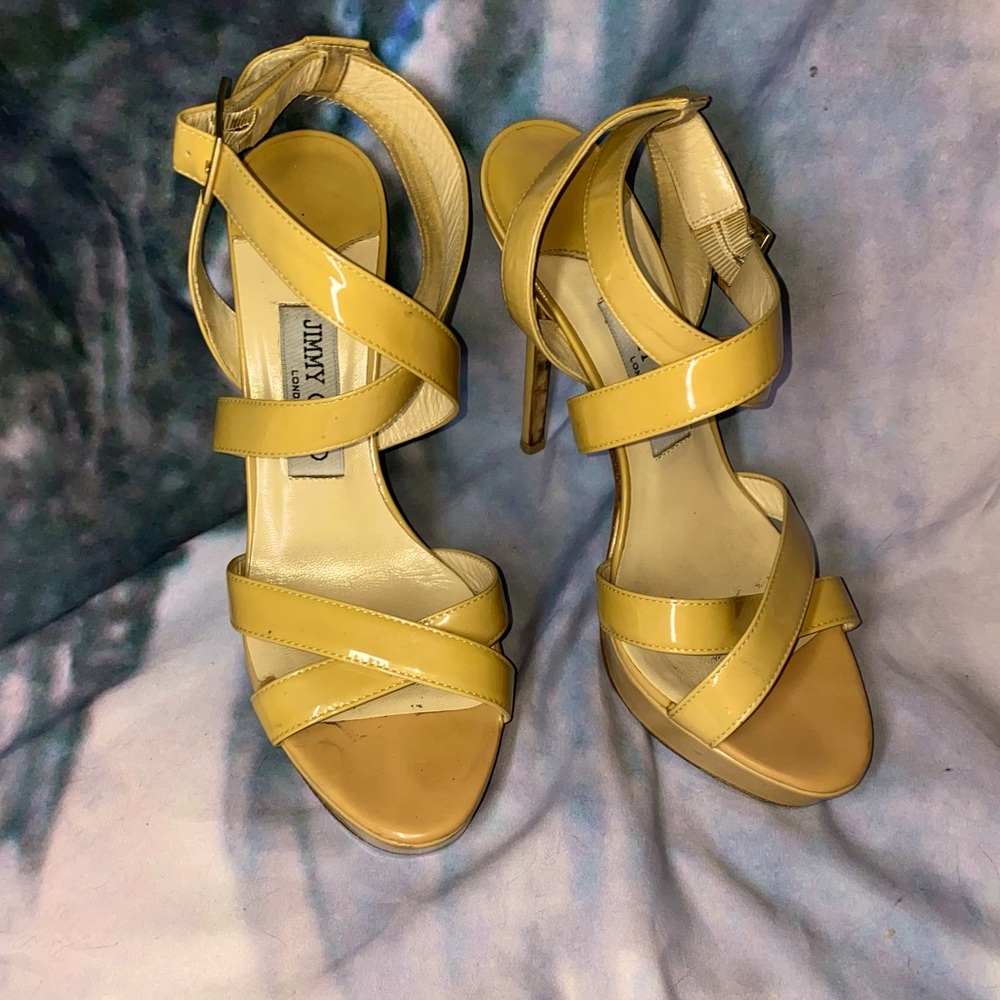 Jimmy Choo Patent Leather VAMP gfa Stilettos 🌵38.5